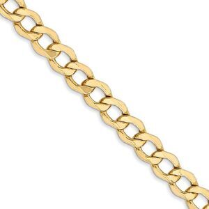 5.25mm, 14K Yellow Gold, Hollow Curb Link Chain Necklace, 28 Inch